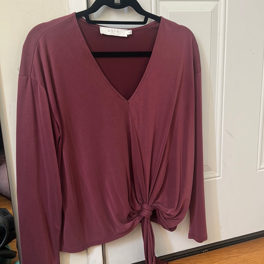 ASTR Purple Long Sleeve Blouse (L)